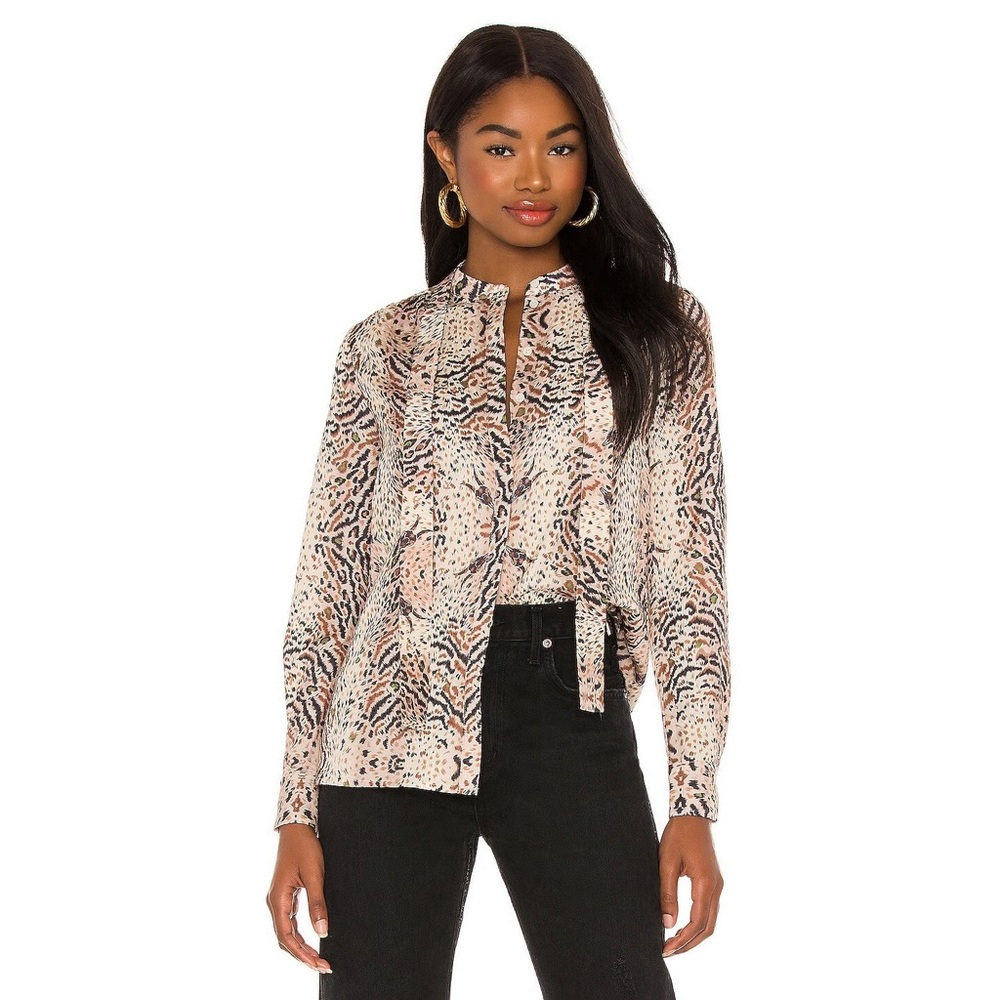 ALL SAINTS Toni Arietta Printed Blouse Top | Abstract Animal Print | Size US 8